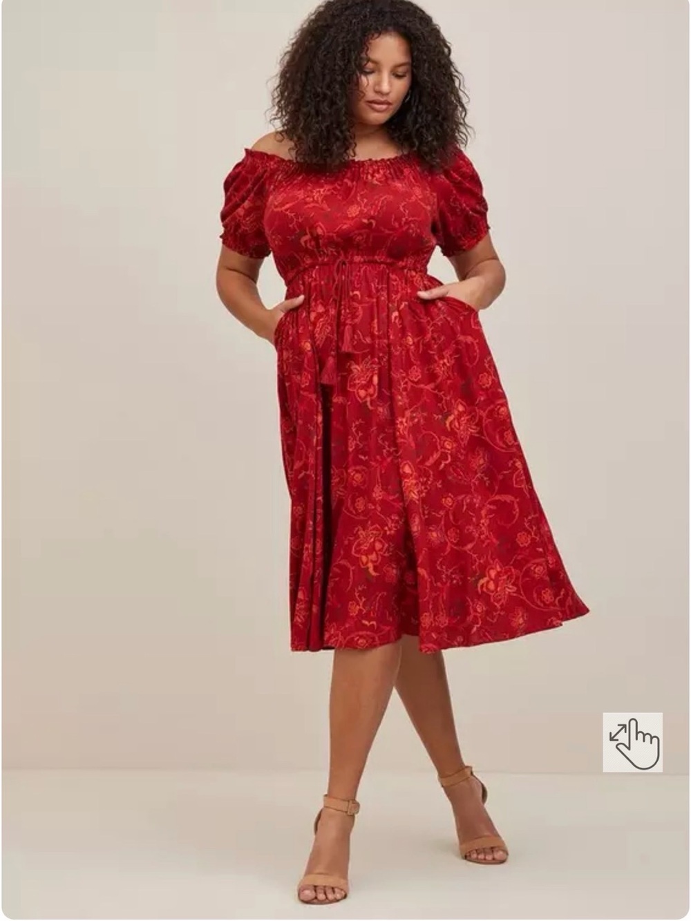 torrid Midi Rayon Twill Off Shoulder Peasant Dress size 0